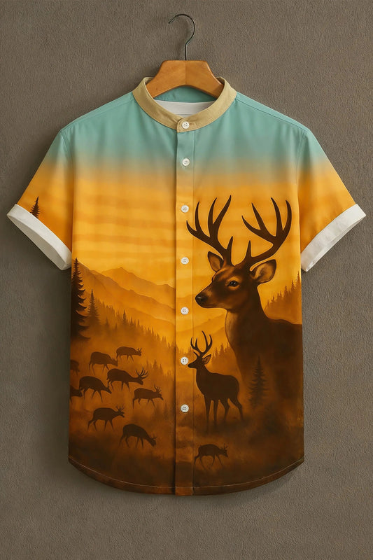 Soulbox Sunset Deer Print Casual Shirt